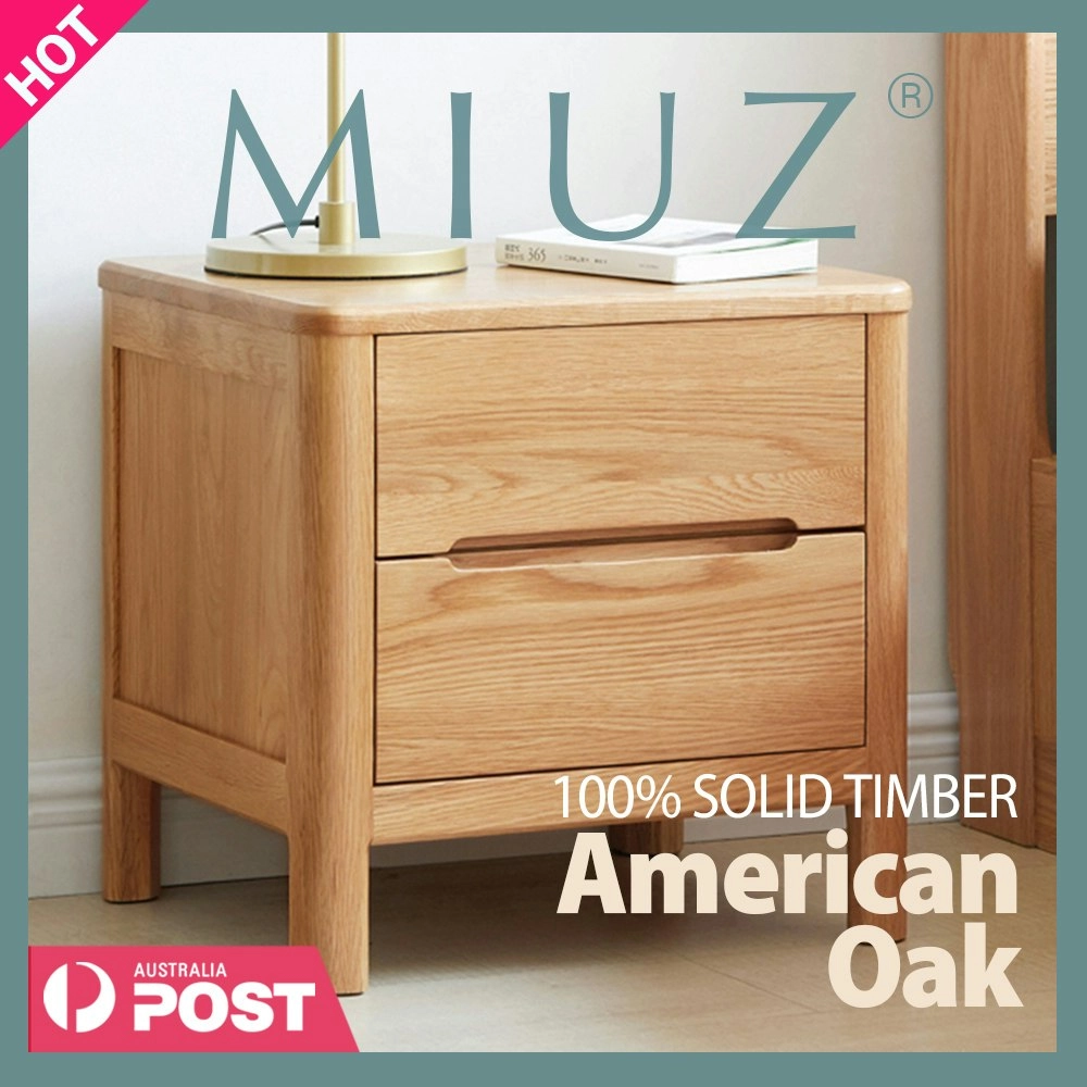 MIUZ Bedside Table Bed Side Tables Drawers Side Tables Solid Timber American Oak Wood Nightstand