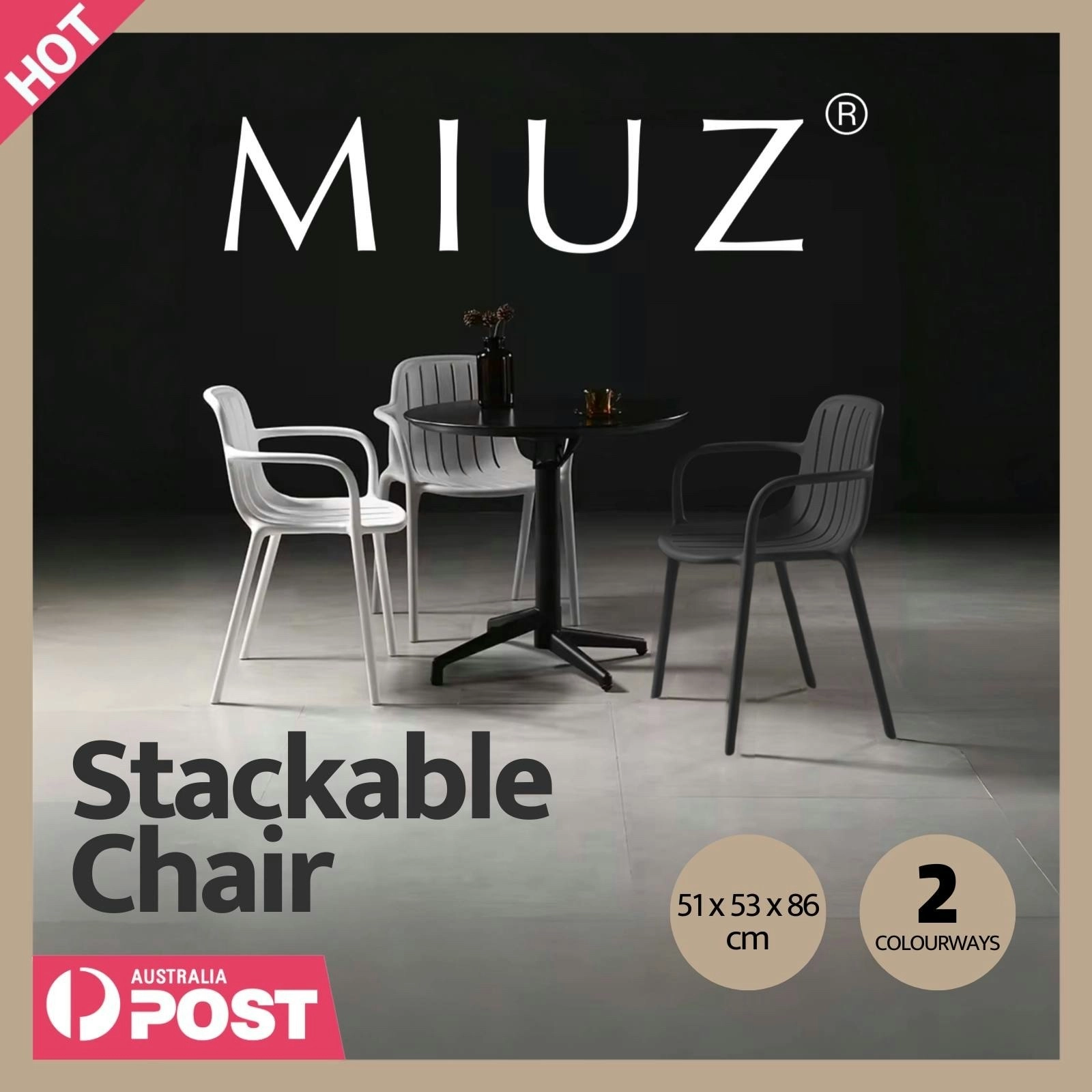 4 pcs Dining Chairs Kitchen Chair Plastic Stackable Modern Chairs Living Room - 2 Colours