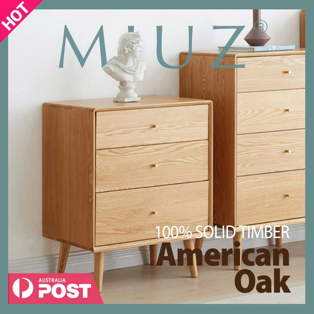 MIUZ 3 Chest of Drawers Tallboy Solid Timber American White Oak Storage Cabinet