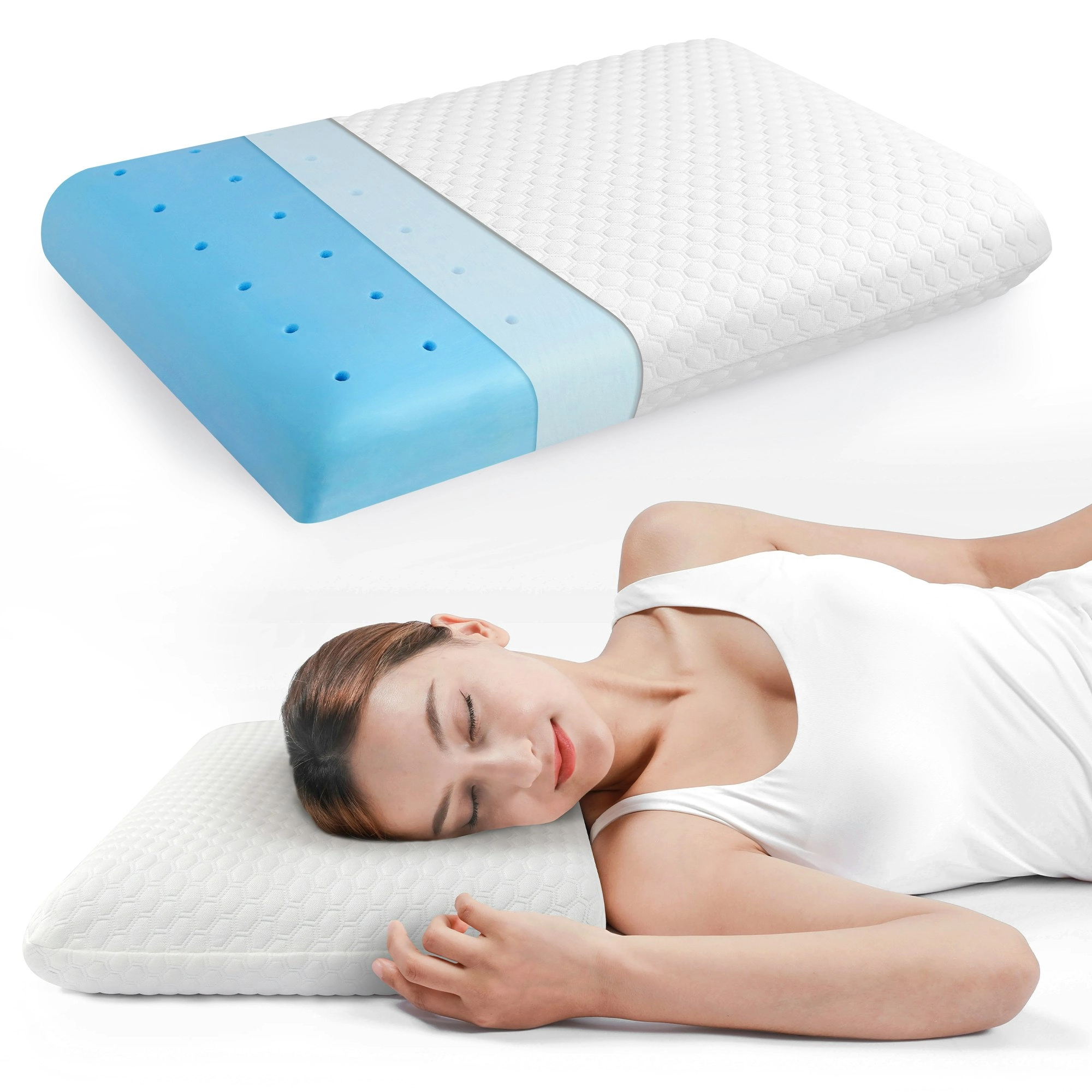 Linenova Gel Memory Foam Pillow - Cooling & Ventilated Bedding Pillow