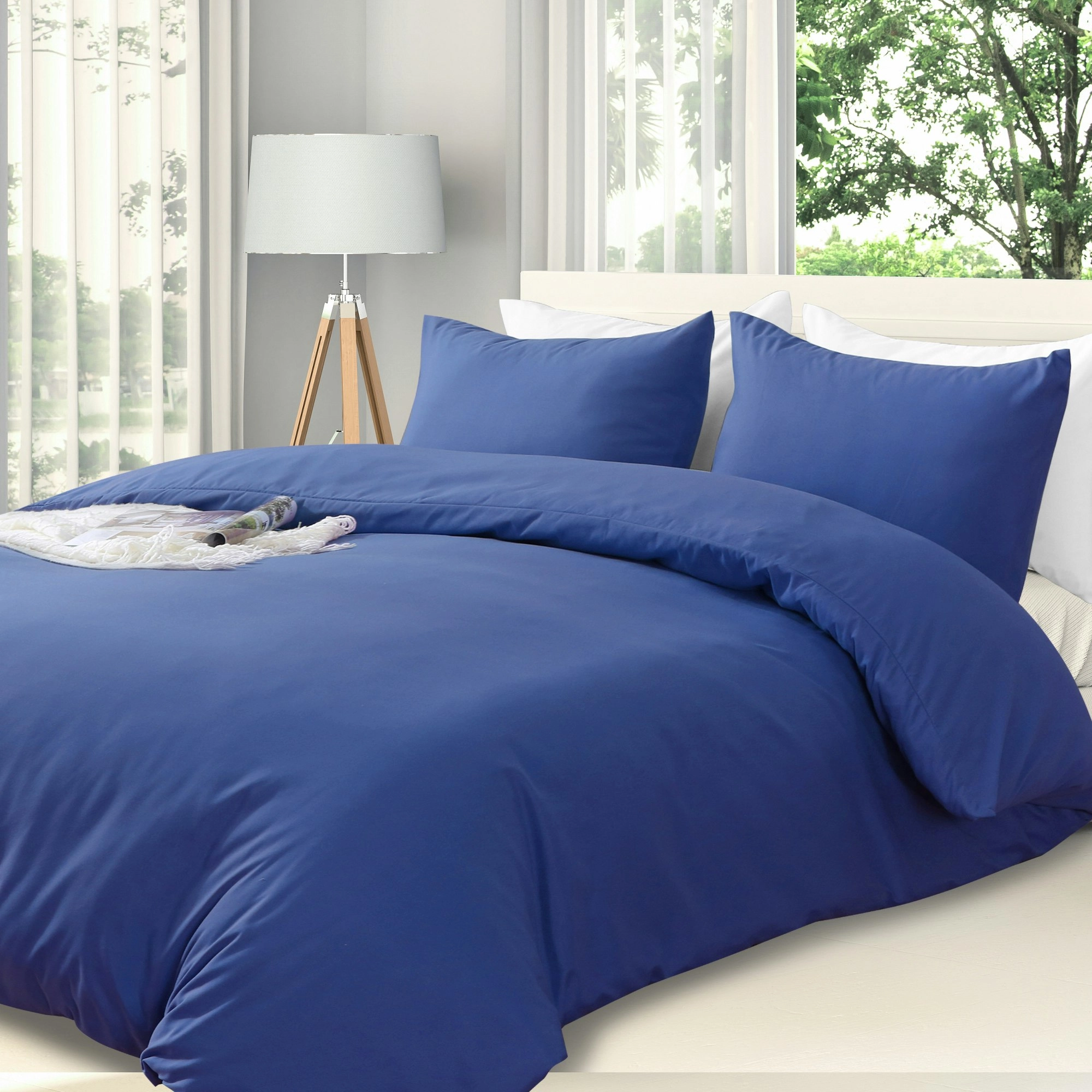 Linenova 2000TC Hotel Soft Quilt Cover Pillowcases Set(Navy,5 Sizes)