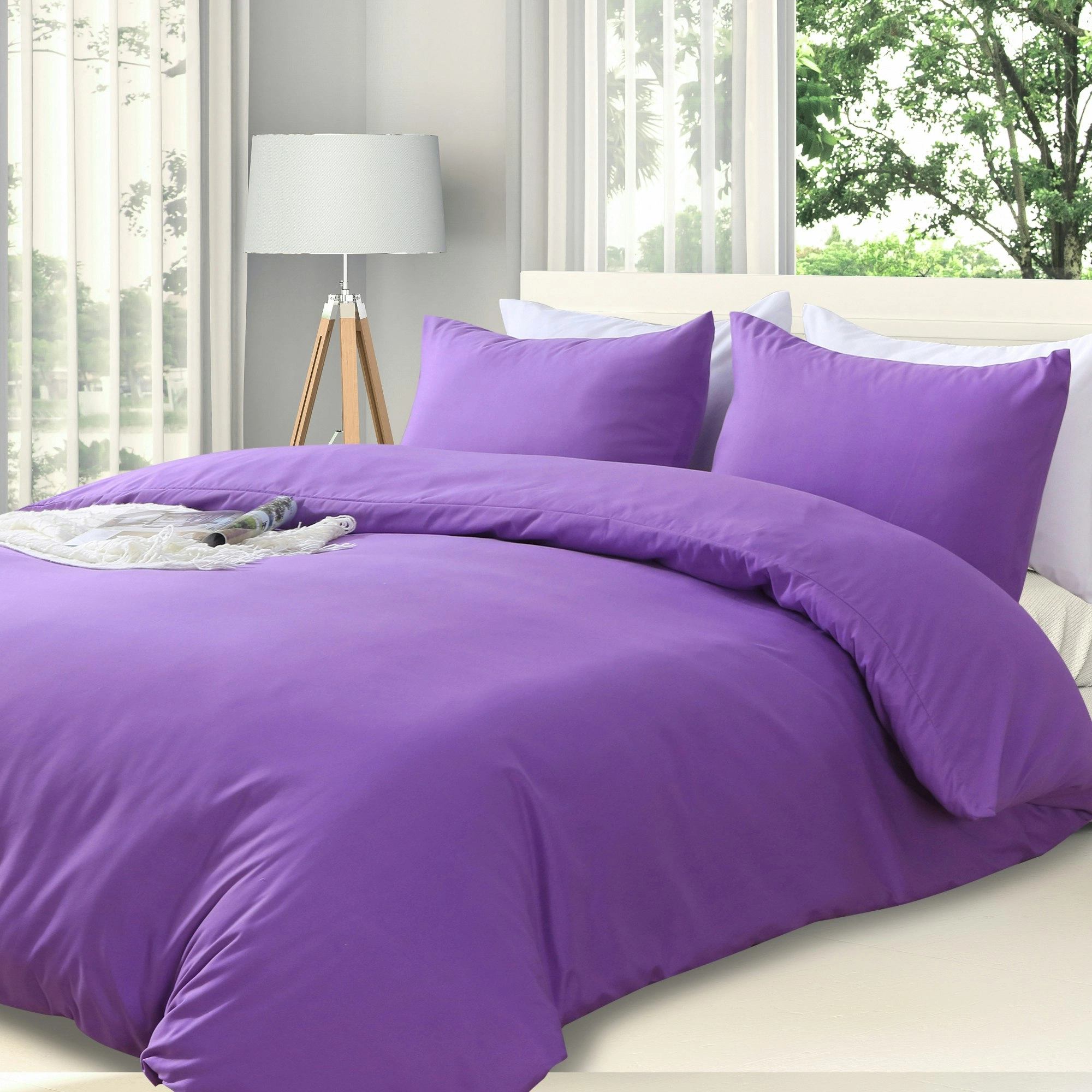 Linenova 2000TC Hotel Soft Quilt Cover Pillowcases Set(Purple,5 Sizes)