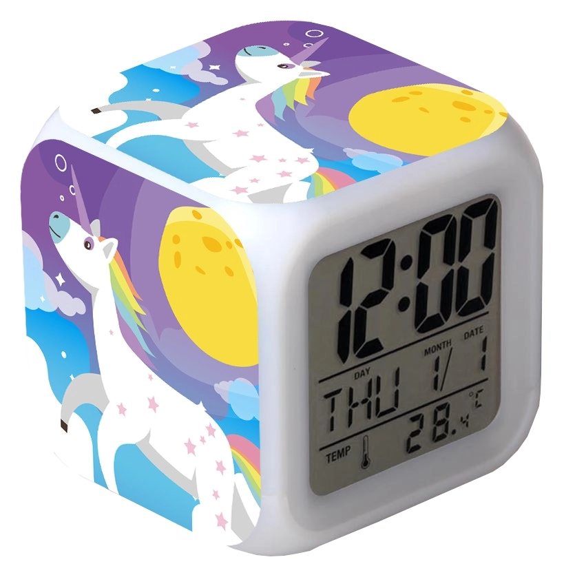 Laser Kids RGB Glow Cube Alarm Clock Astronaut with Temperature Date