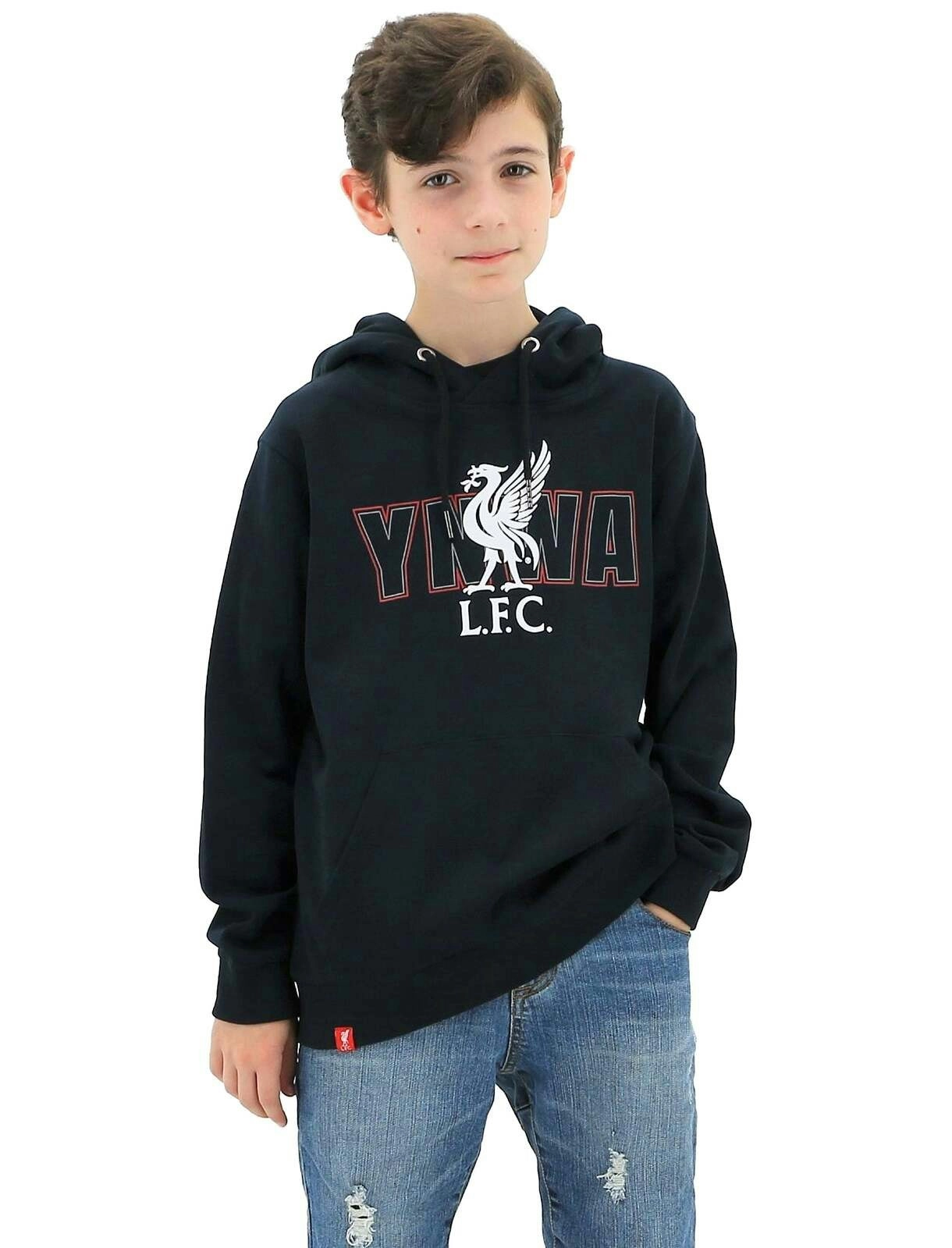 Liverpool FC Youth Boys Hoodie Jumper LFC YNWA Firebird Hoody - Navy