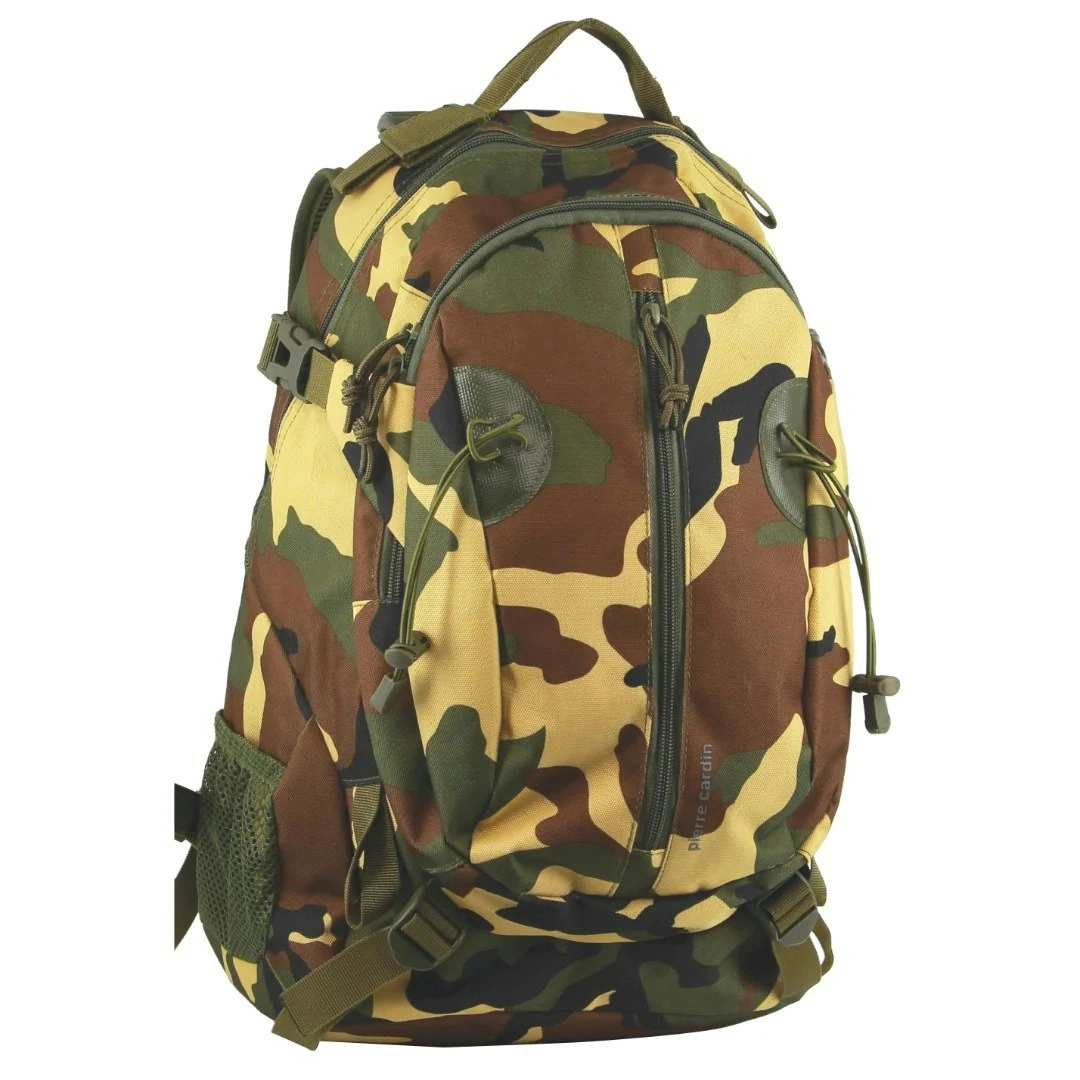 Pierre Cardin Mens Backpack Shoulder Bag Travel Outdoor - Army Camouflage