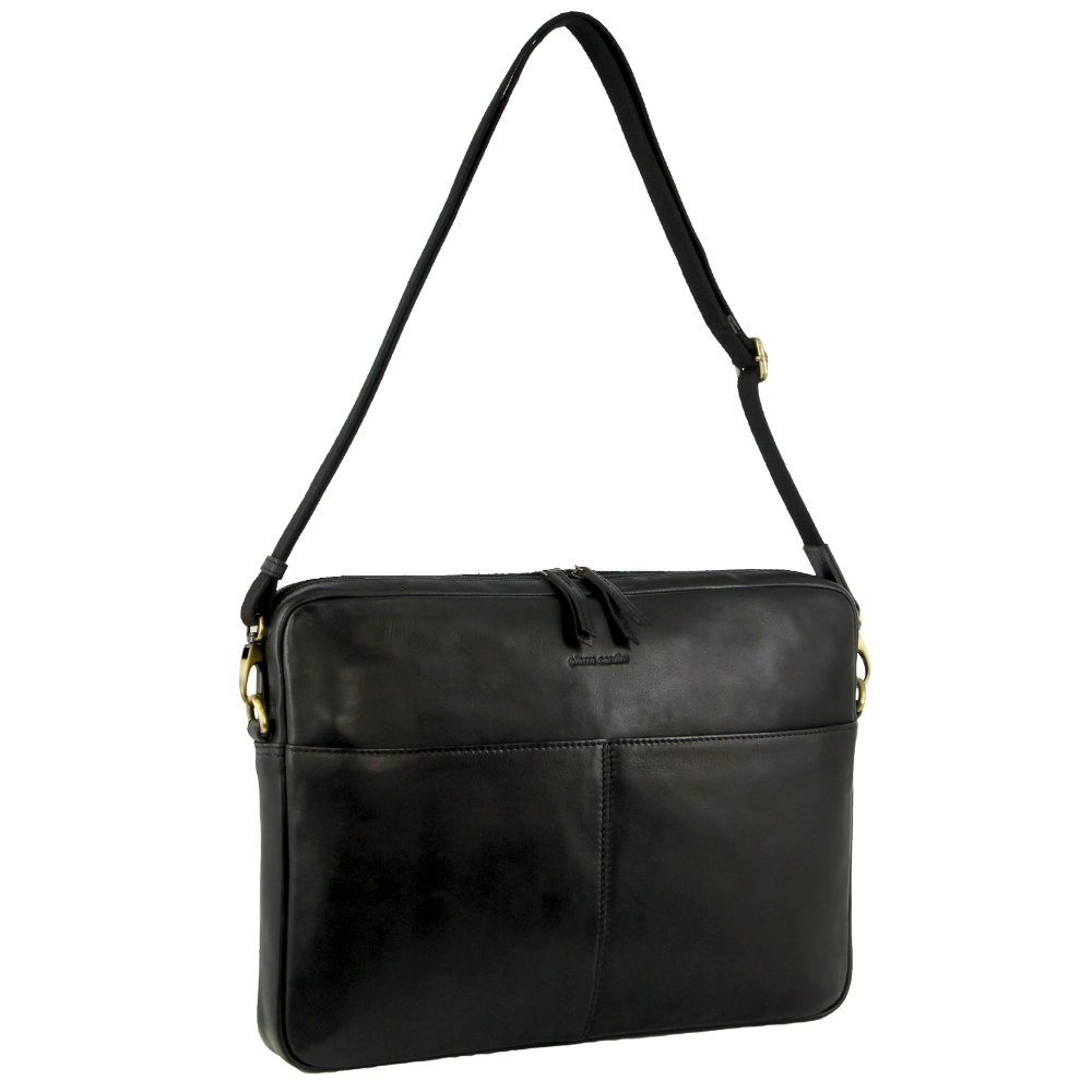 Pierre Cardin 13" Leather Laptop Computer Business Bag in Black