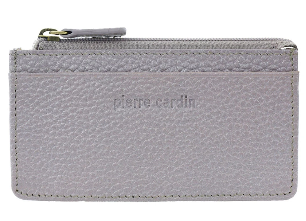 Pierre Cardin RFID Leather Coin Purse Wallet w/ Keyring in Titan