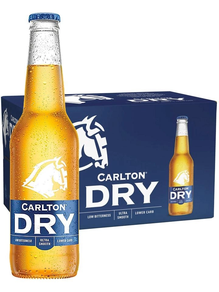 Carlton Dry Beer Case 4 X 6 Pack 330ml Bottles