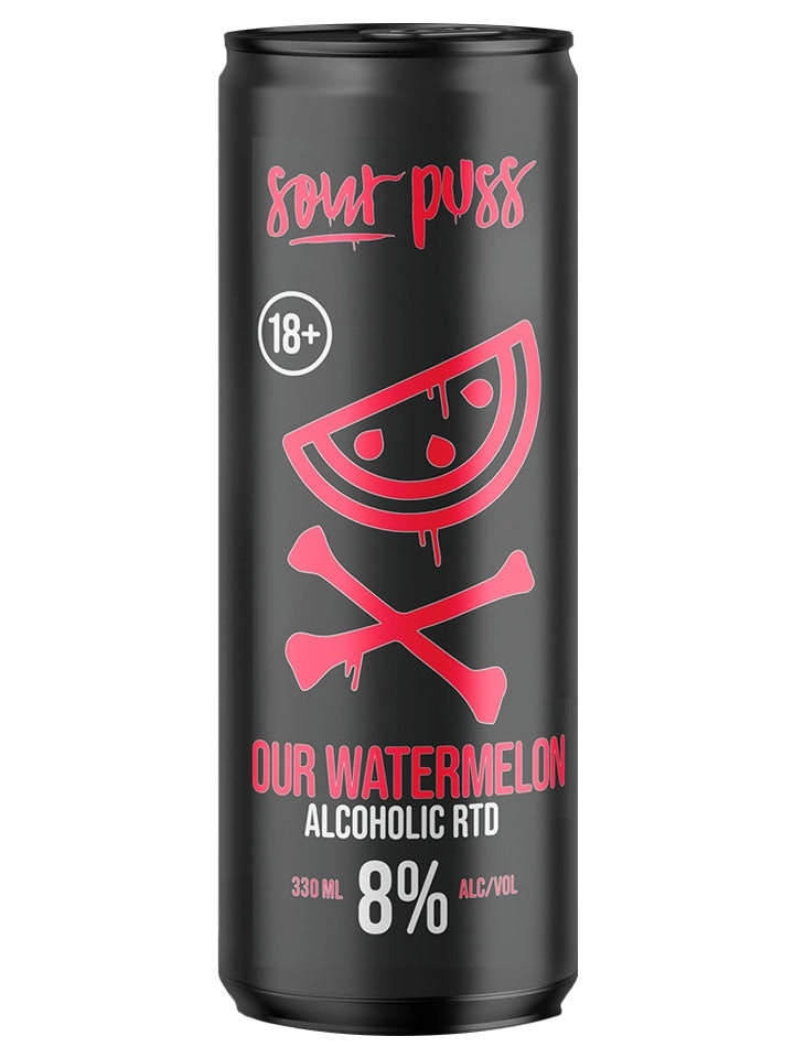 Wet Pussy Sour Puss Sour Watermelon Alcoholic Rtd 8% Premix 24 X 330ml Cans