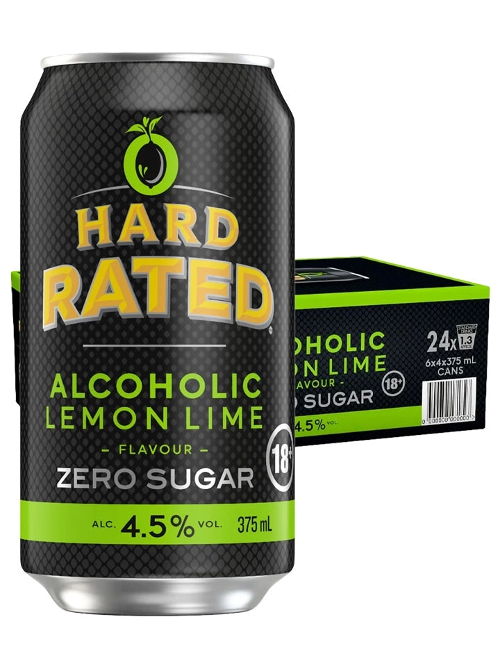 Hard Solo Hard Rated Alcoholic Lemon & Lime Zero Sugar Case 24 X 375ml Cans