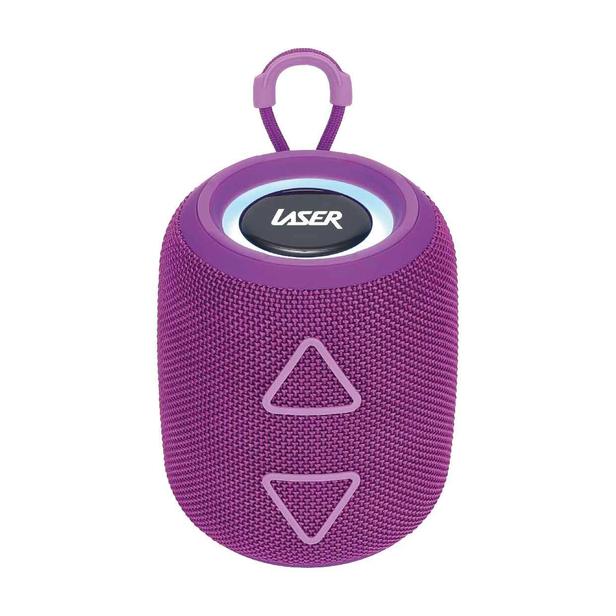 Laser Portable Fabric BT Speaker Purple - TWS, Multi-Color, USB, SD