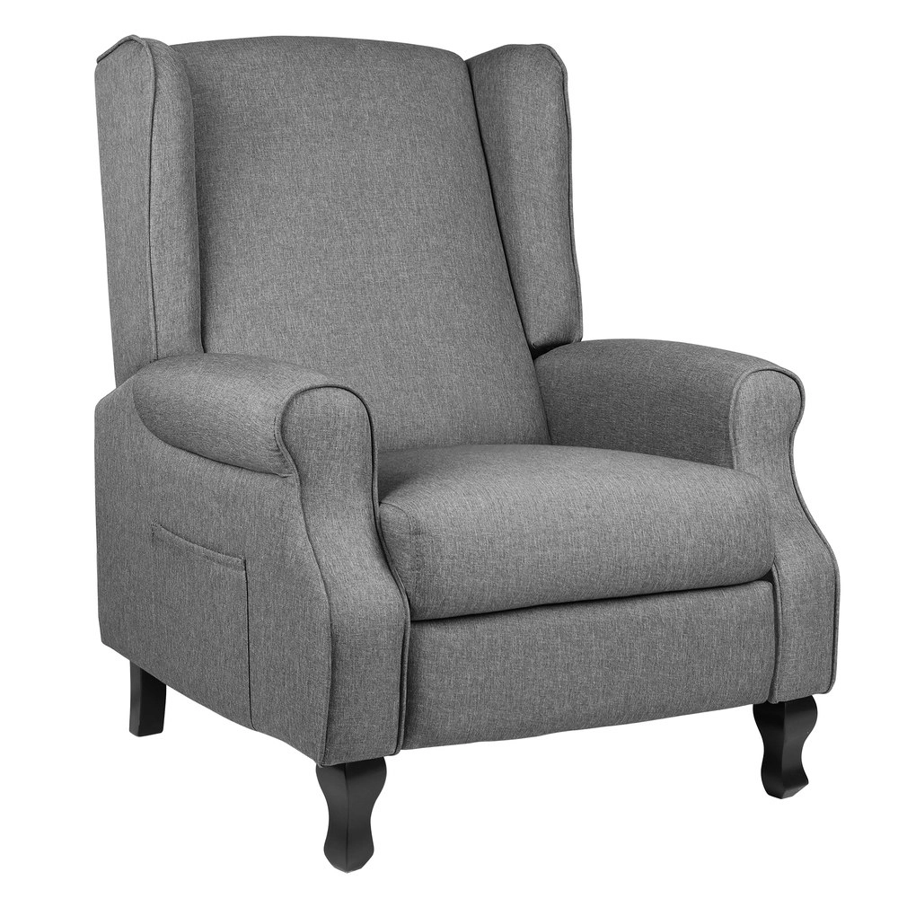 Alfordson Recliner Chair Armchair Accent Lounge Sofa Single Couch Fabric Grey