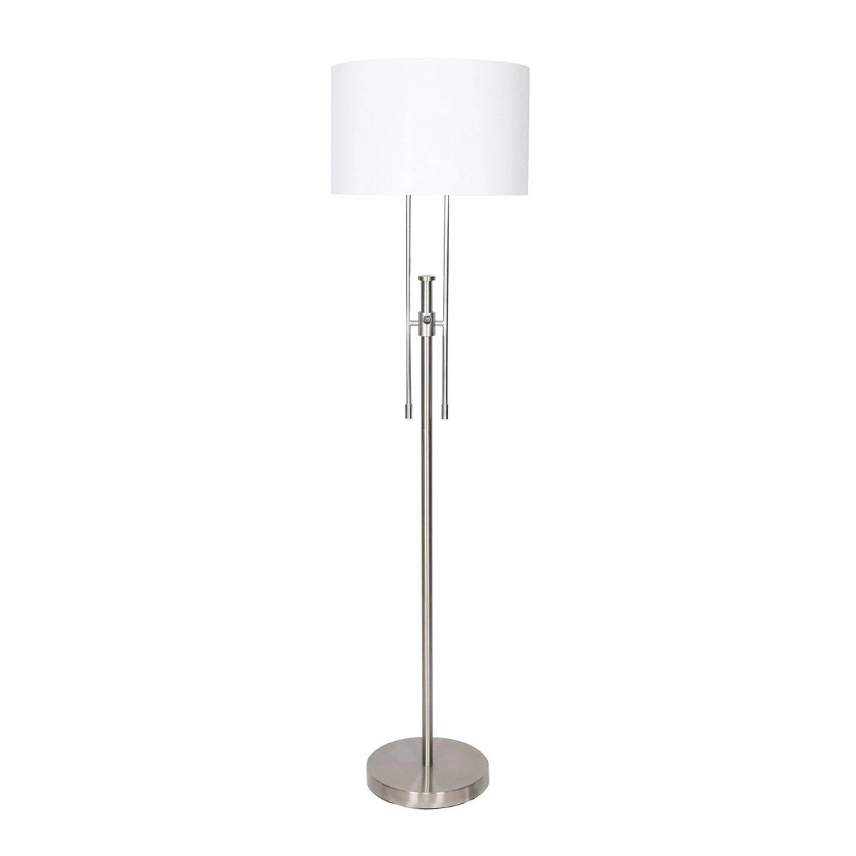 Sarantino Brushed Nickel Height-Adjustable Metal Floor Lamp