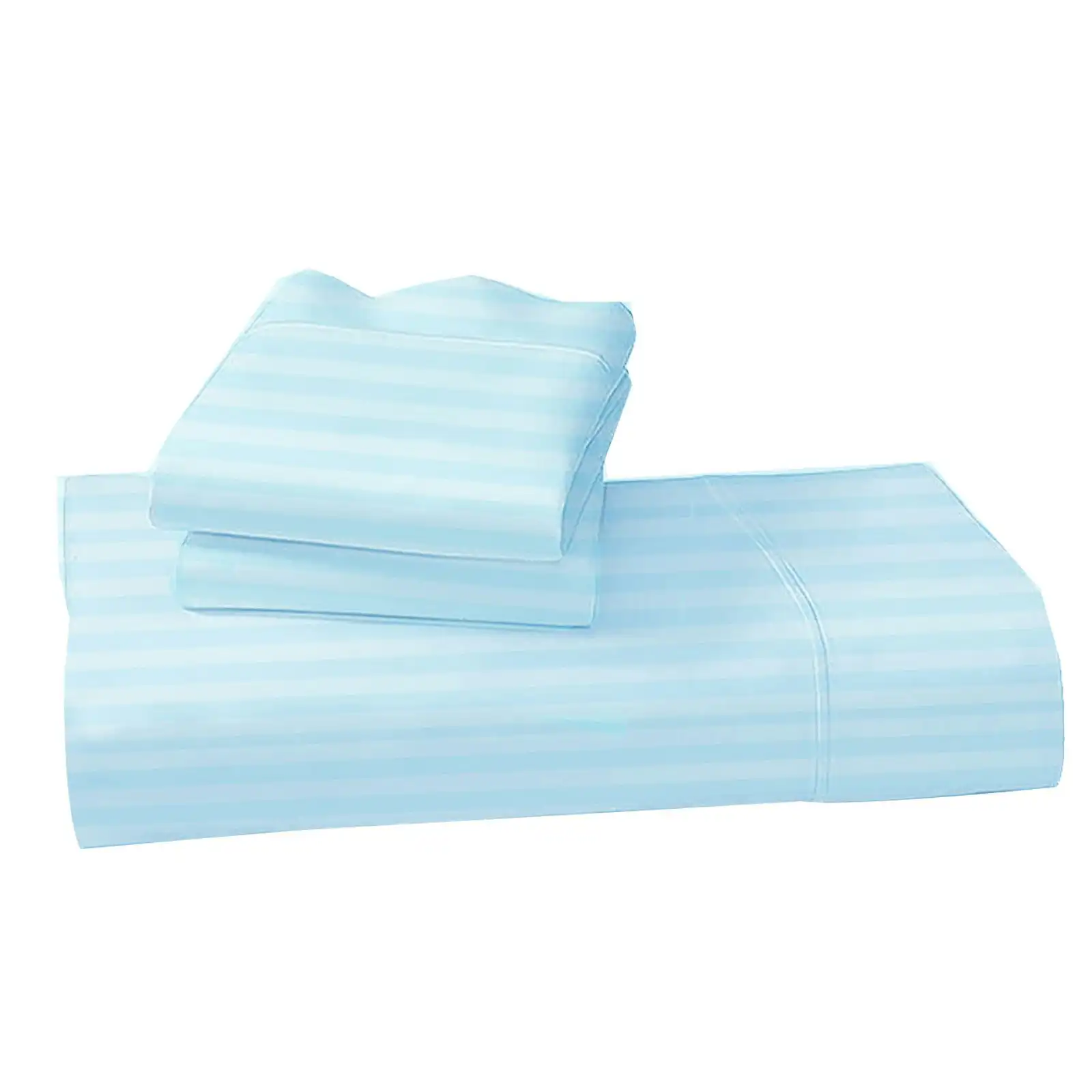 1000TC Cotton microfibre 3pc Queen Doona Set Striped Sky Blue