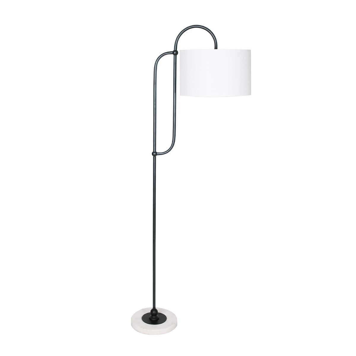 Sarantino Metal Floor Lamp with Marble Base & Off-White Shade