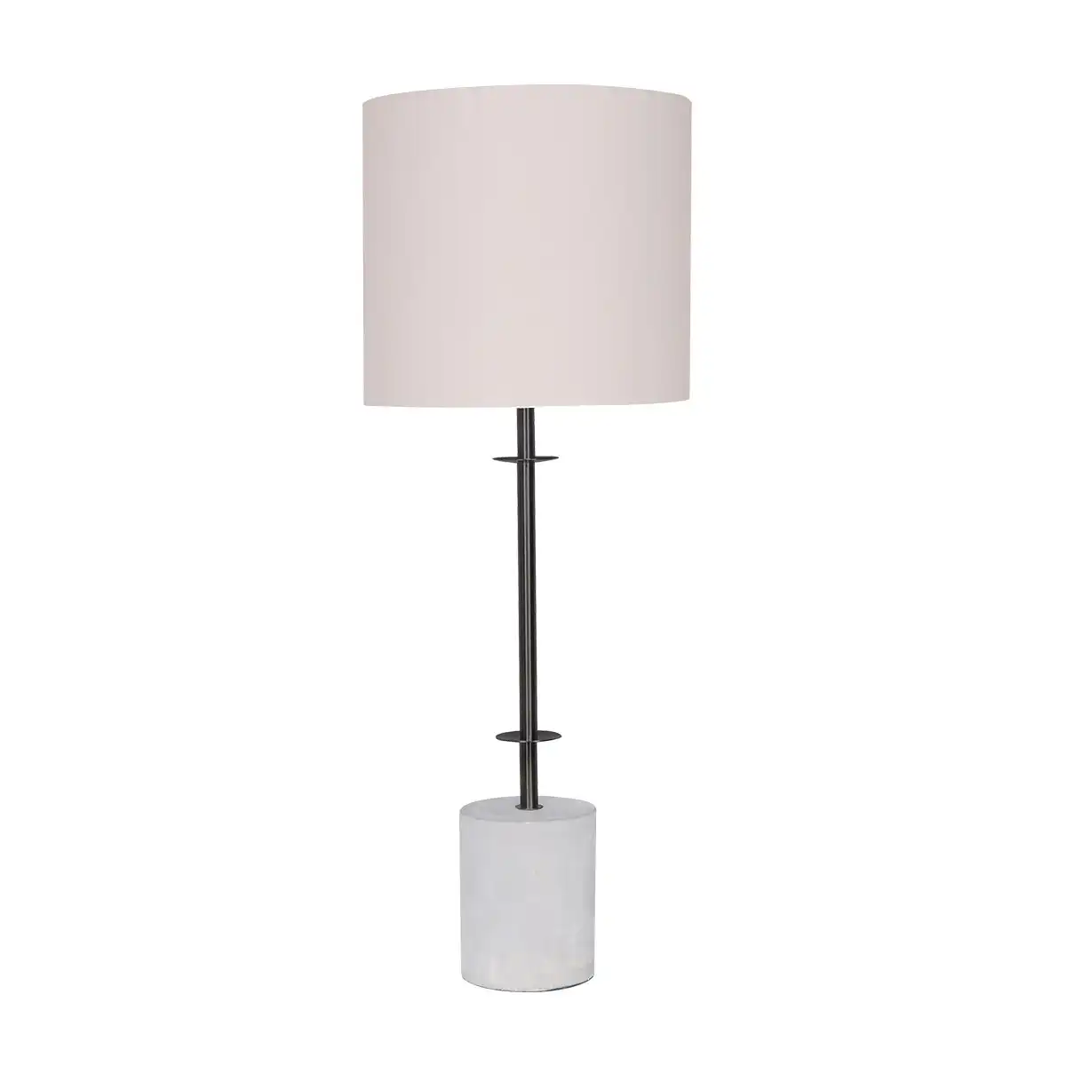 Sarantino Concrete & Metal Table Lamp with Off-White Linen Shade