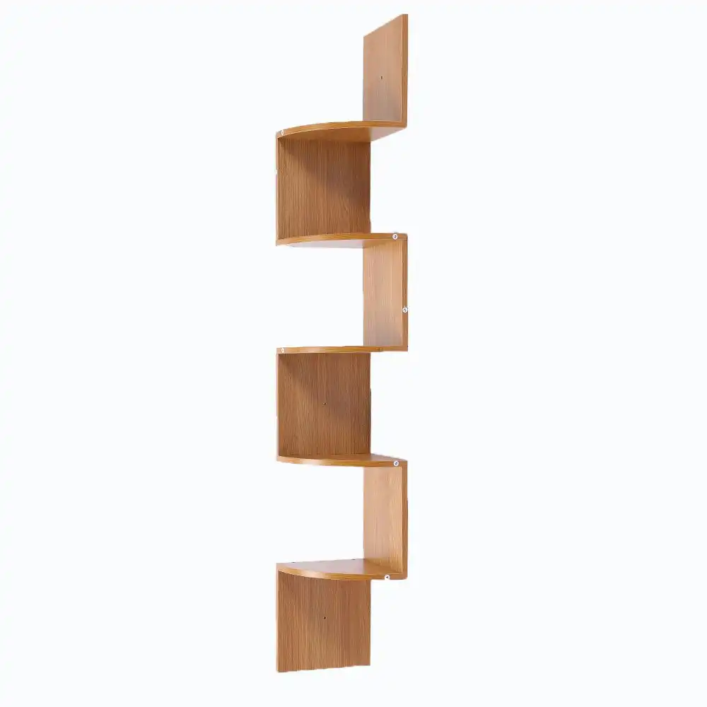 Sarantino Corner Wall Shelf Display Storage Shelves - Beech