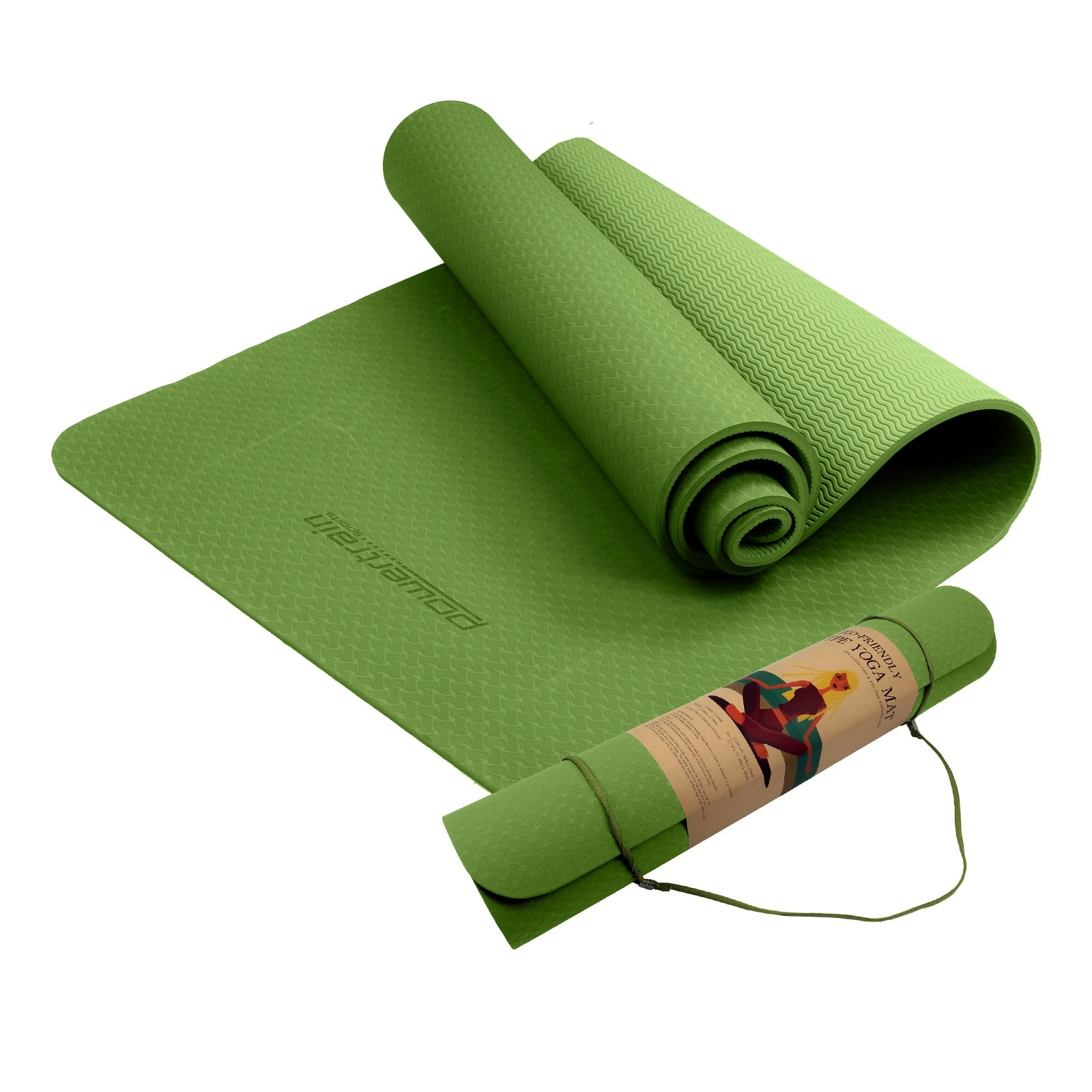 Powertrain Eco-Friendly TPE Yoga Pilates Exercise Mat 6mm - Green