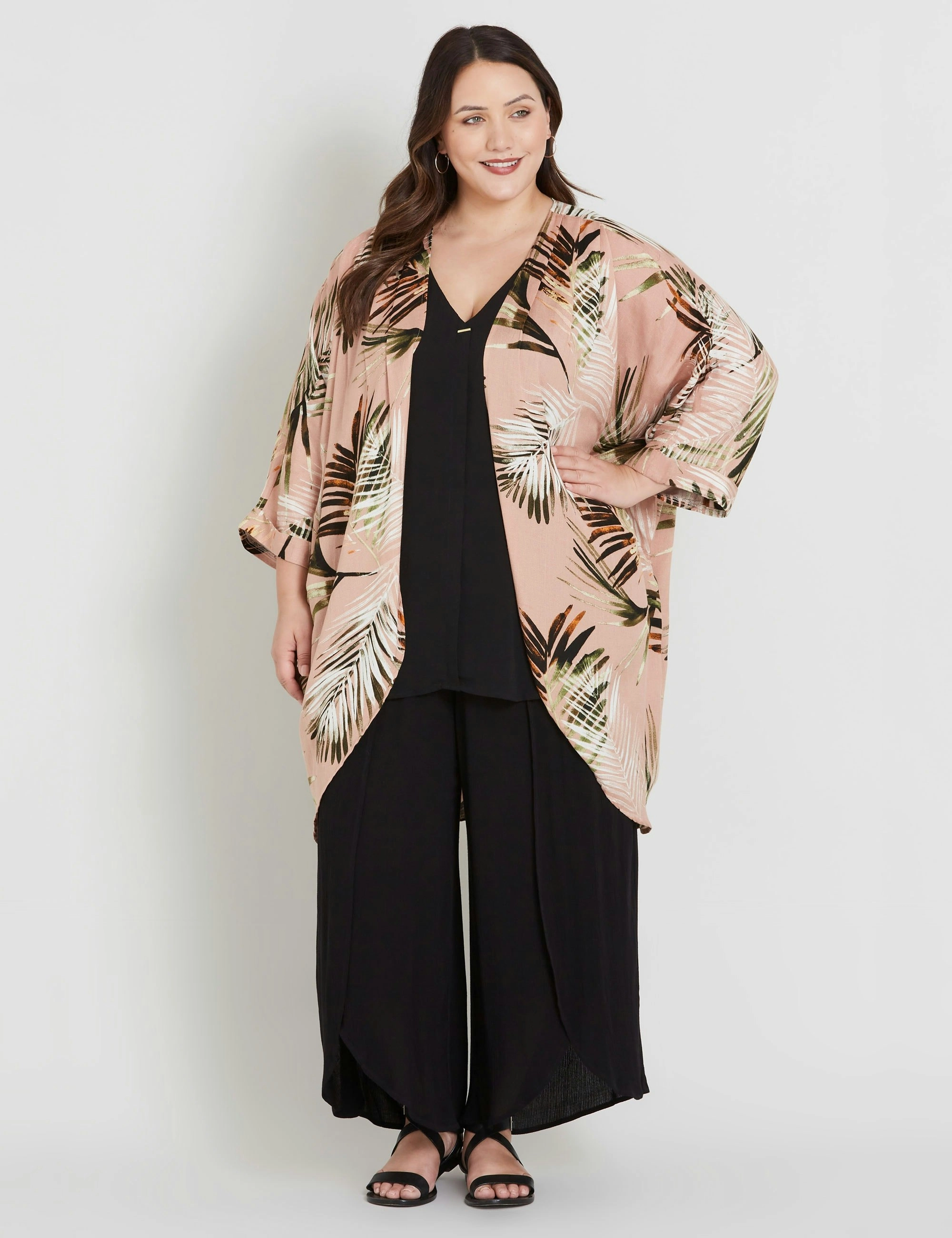 beme Batwing Kimono (Pink Fern)