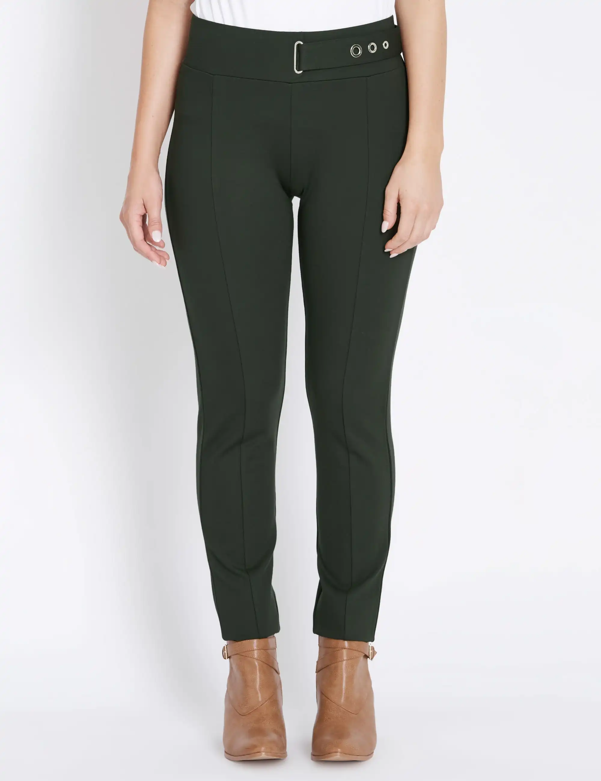 Rockmans Full Length Wide Waistband Ponte Pants