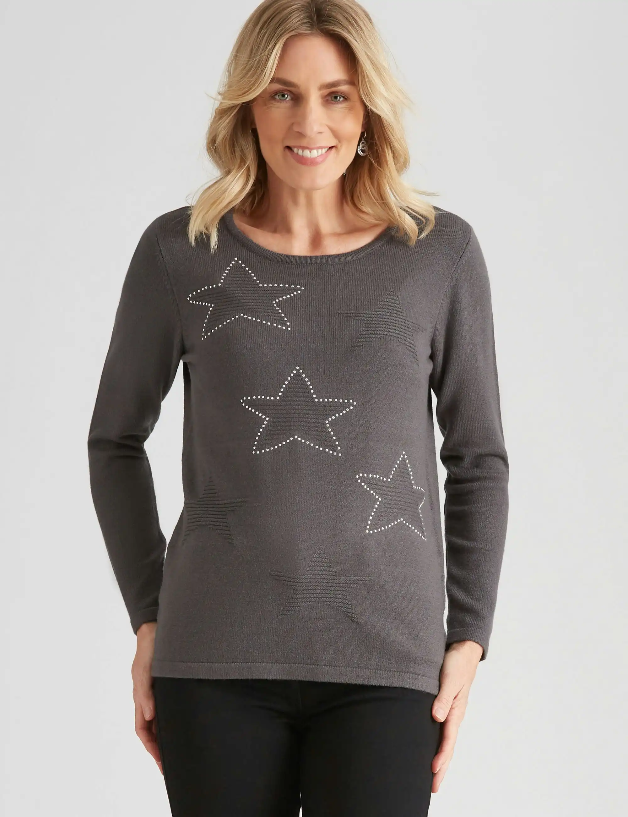 Noni B Star Embellished Knitwear Top