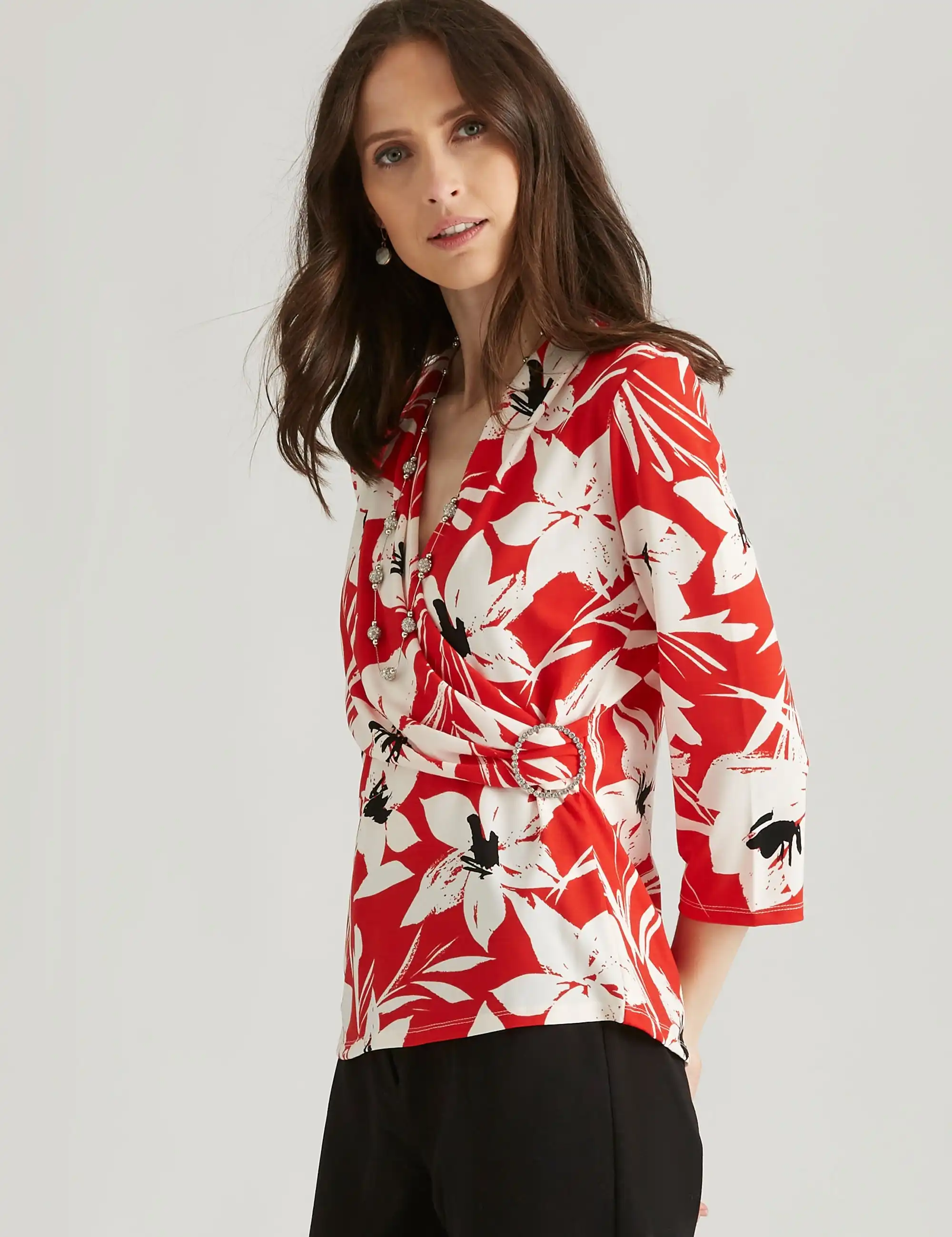 Noni B Polka Dot Wrap Top