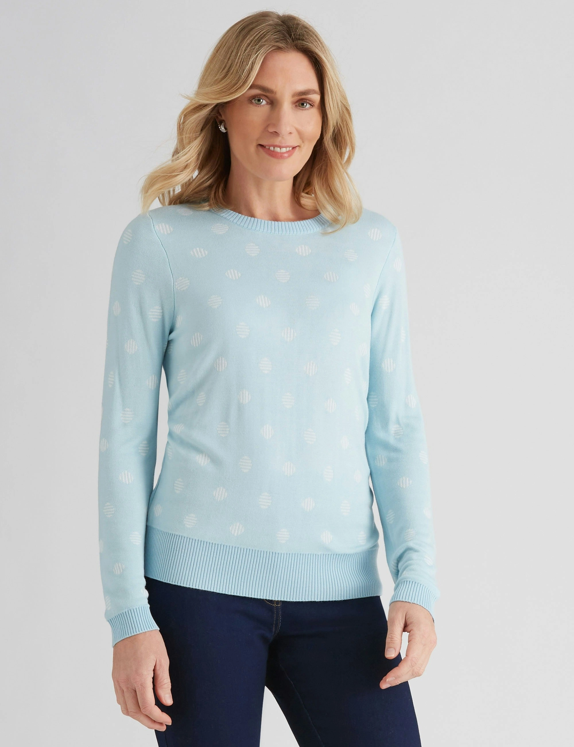 Noni B Spot Design Knitwear Jumper (Sky)