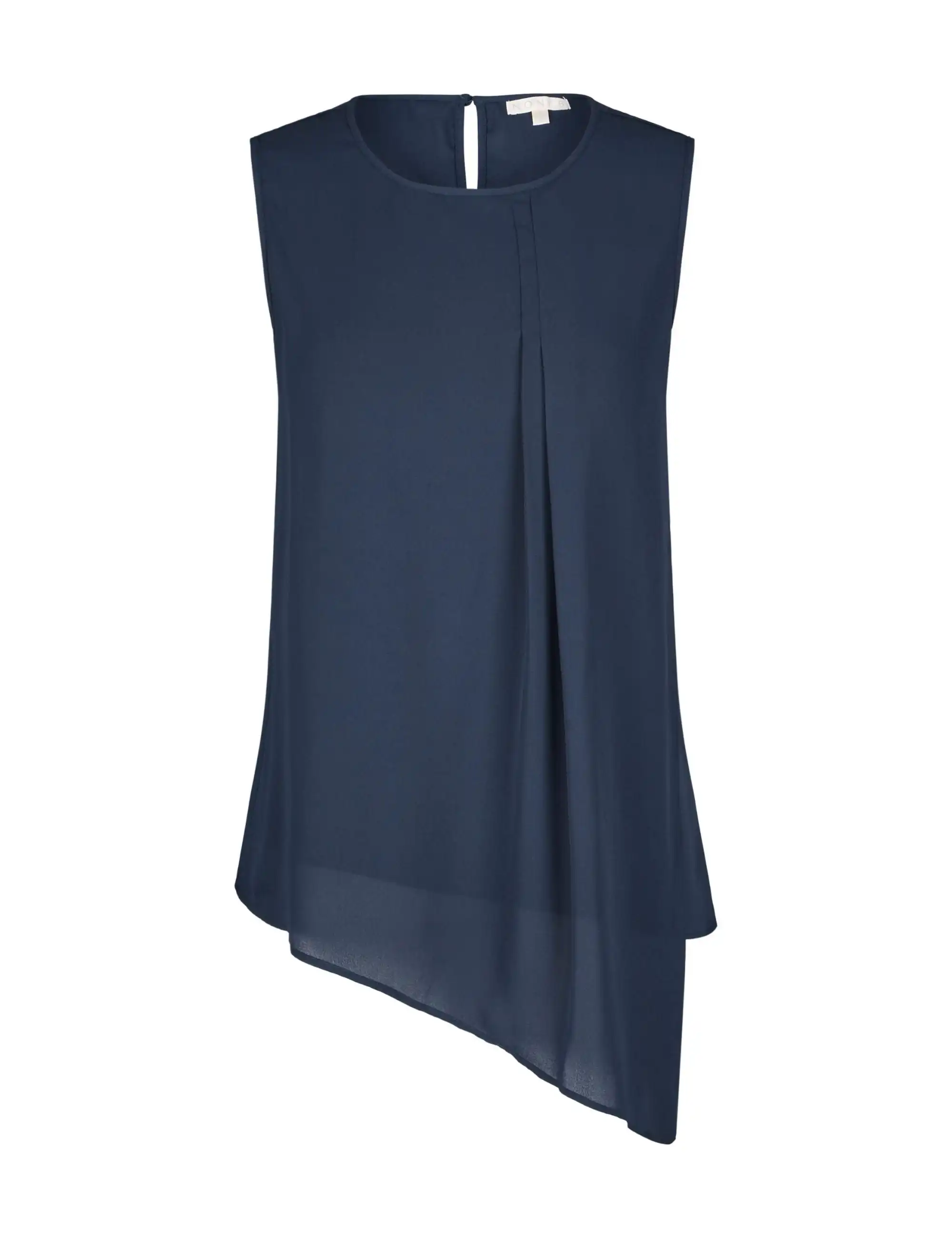 Noni B Sleeveless Angled Overlay Top