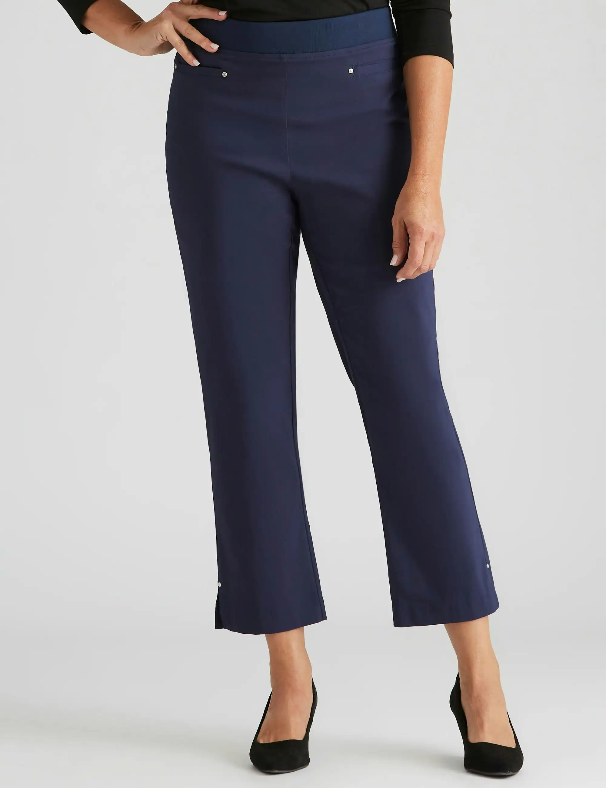 Millers Rib Waist Slim Ale Length Pants (Dusty Navy)