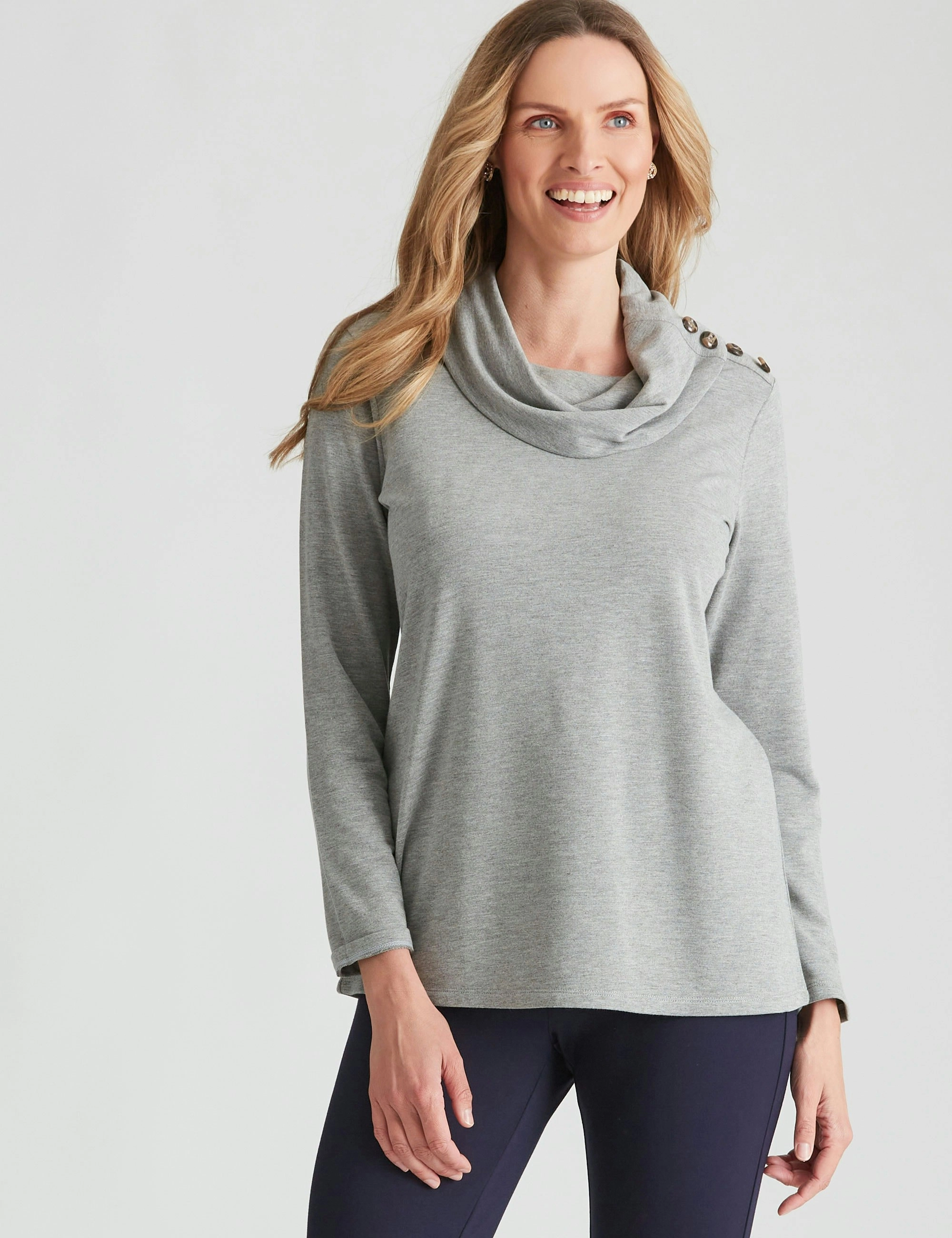 Noni B Cowl Neck Tunic (Silver)