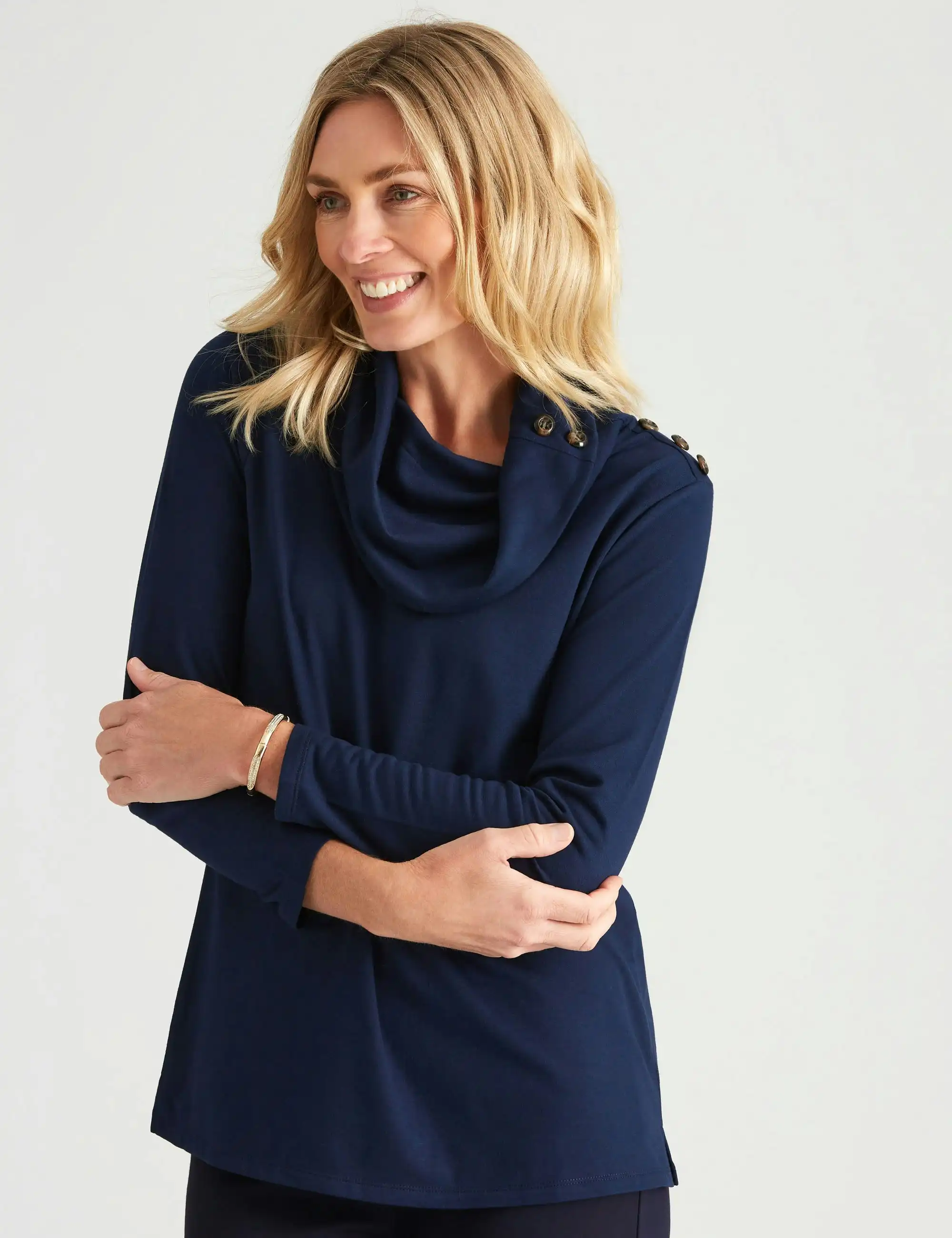 Noni B Cowl Neck Tunic (Navy Blazer)