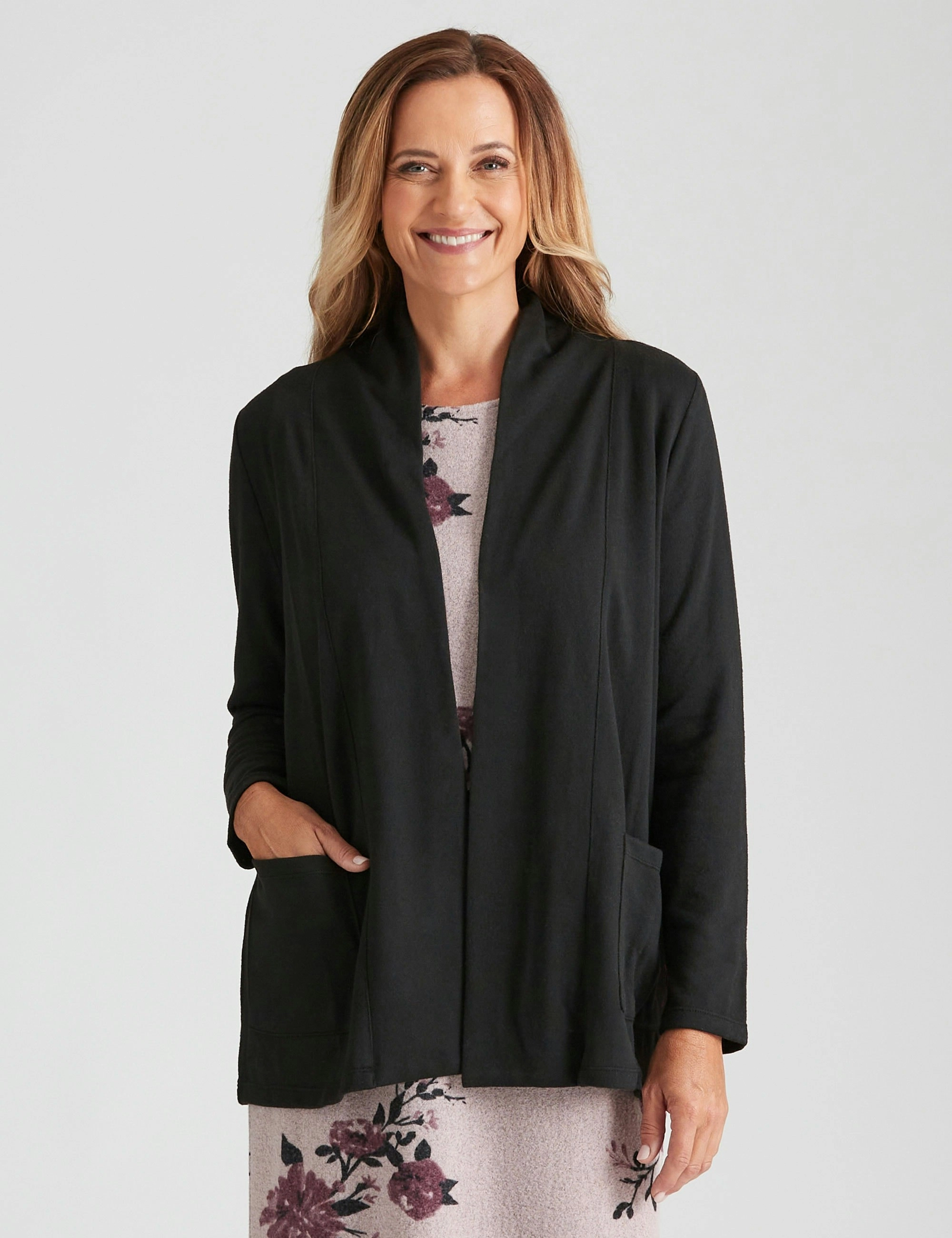 Millers Long Sleeve Brushed Edge To Edge Cardigan (Black)