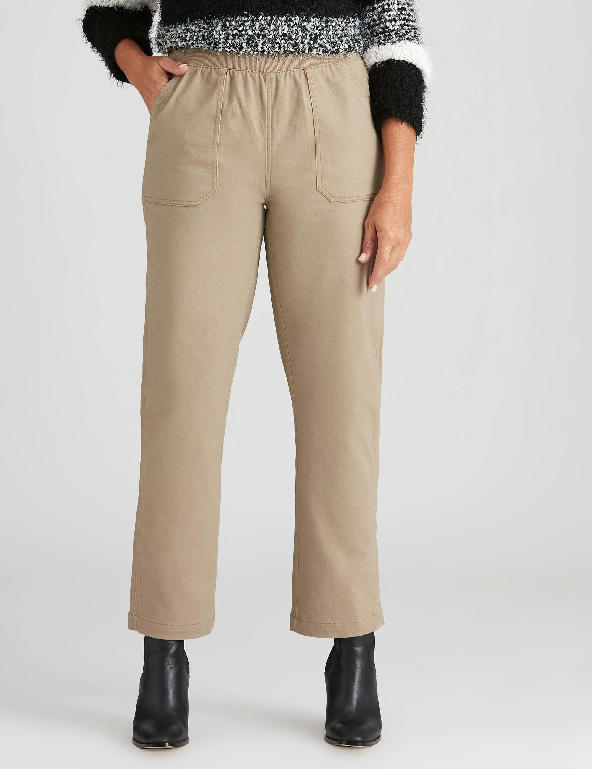 Millers Rib Waist Cotton Pants (Tobacco)