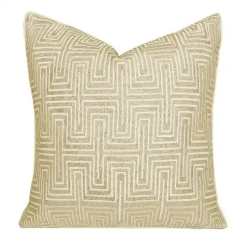 Textile Bazaar Nicky Embroidered Cushion in Champagne Linen