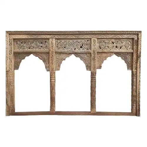 Zohi Interiors Carved Indian Triple Jarokha Mirror