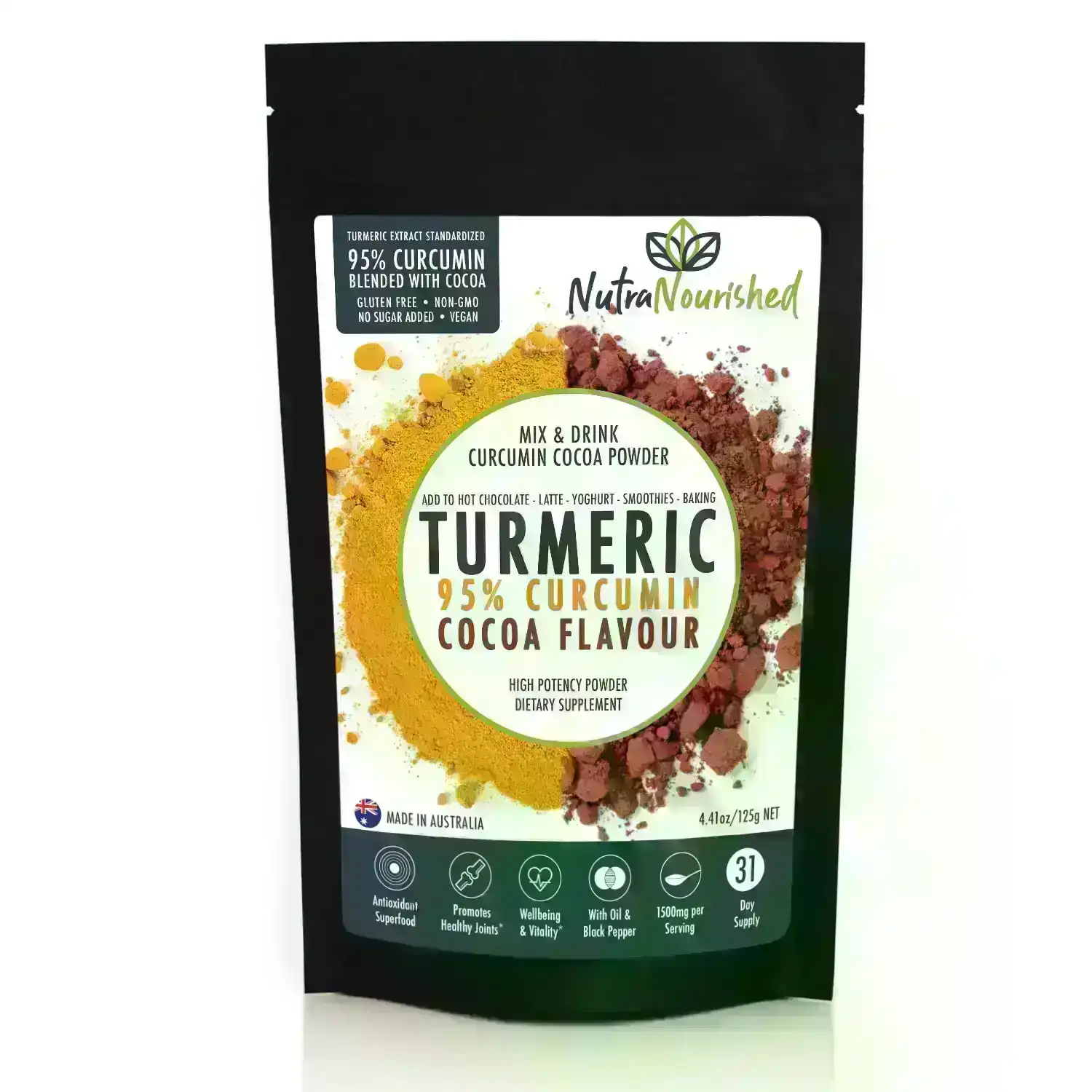 Turmeric 95 Curcumin Extract w/ Cocoa Flavour Pure & Organic