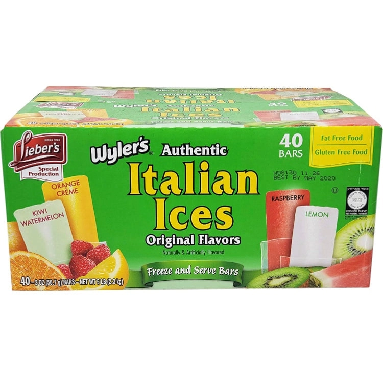 Wyler's Authentic Italian Ices Original Flavours Kiwi Watermelon & Orange Cream Mix 40 Bars 2.3kg