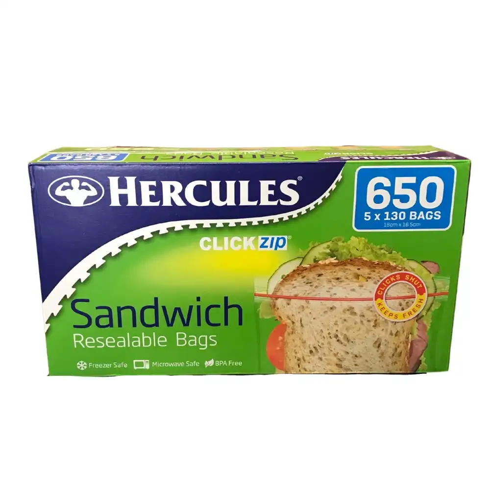 Buy 75pc Hercules Twin Zip Resealable Large 22x22cm Food Storage