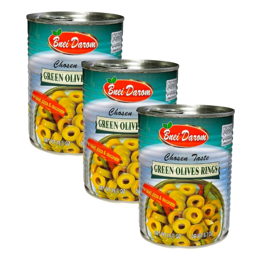 Bnei Darom Green Olive Rings 560g x 3