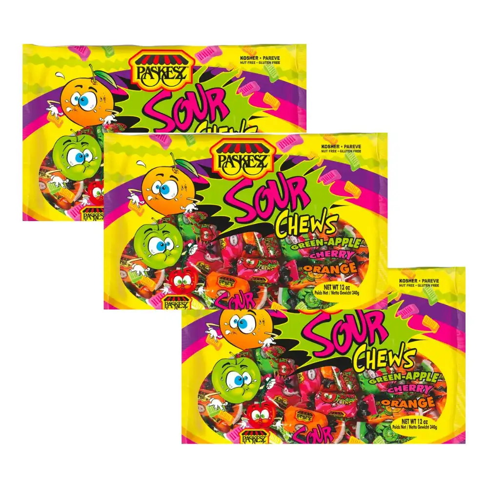 Paskesz Lollies Sour Chews 340g x 3