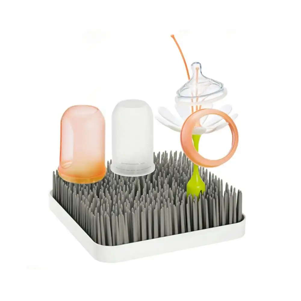 Boon 24.1cm Grass Countertop Drying Rack Holder for Baby Bottle/Utensils Grey