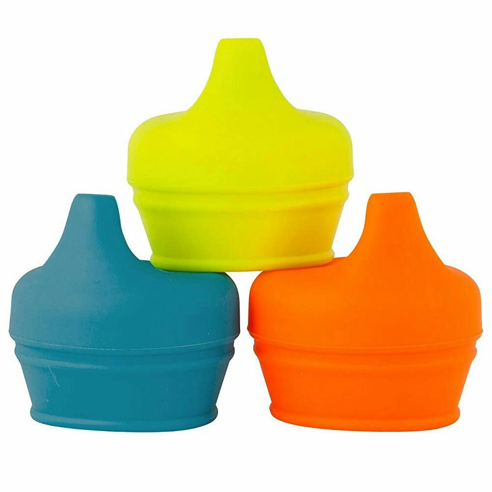 3pc Boon Snug Spout Baby/Boy/9m+/Infant Cup Universal Cover/Lid - BL/OR/YL