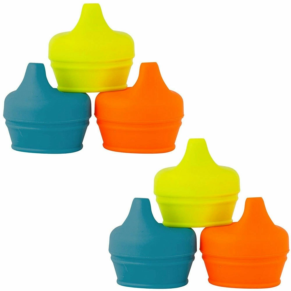 6pc Boon Snug Spout Baby/Boy/9m+/Infant Cup Universal Cover/Lid - BL/OR/YL