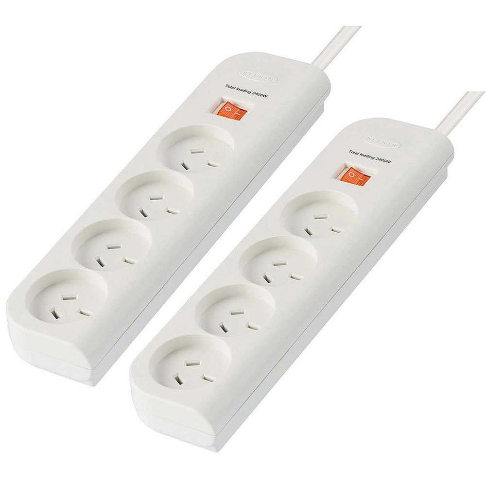 2PK Belkin 4 Way Outlet Socket Powerboard Surge Protector 1m Extension Cord