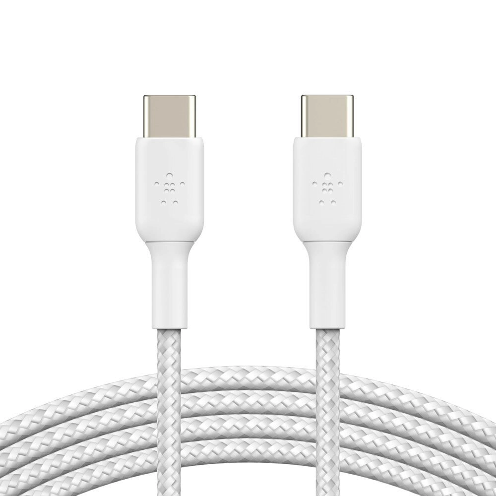 Belkin 1M Braided USB-C to USB-C Data/Charging Cable for Smartphones White