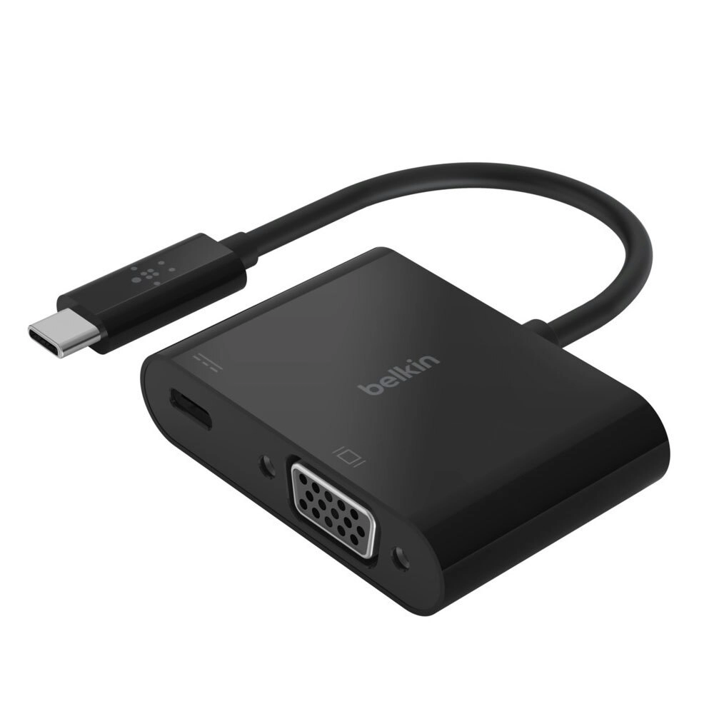 Belkin Universal USB-C to VGA/Charge Adapter Portable Connector Charging Hub BLK