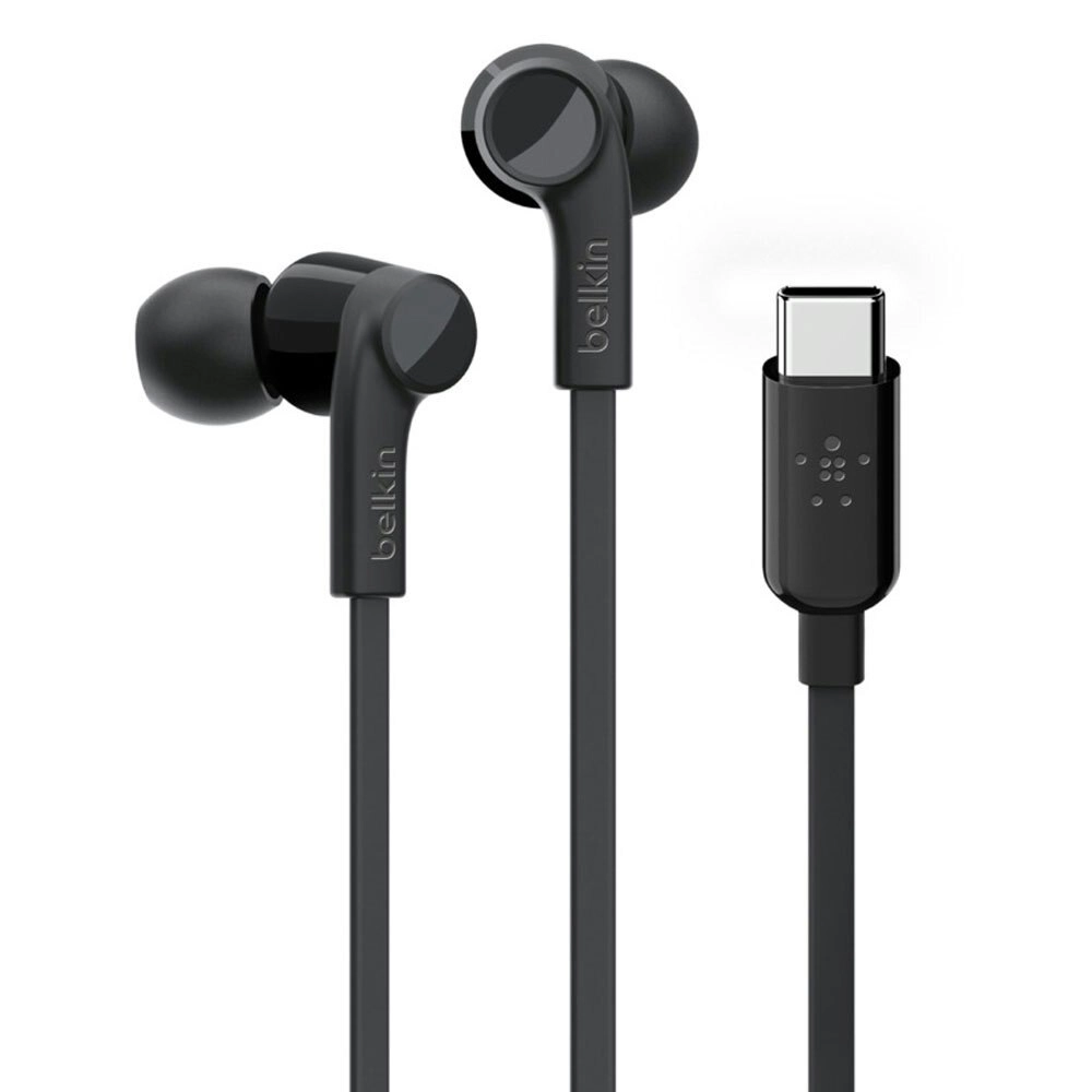 Belkin Rockstar USB-C In-Ear Headphones/Earphones w/ Mic for Samsung/LG Black