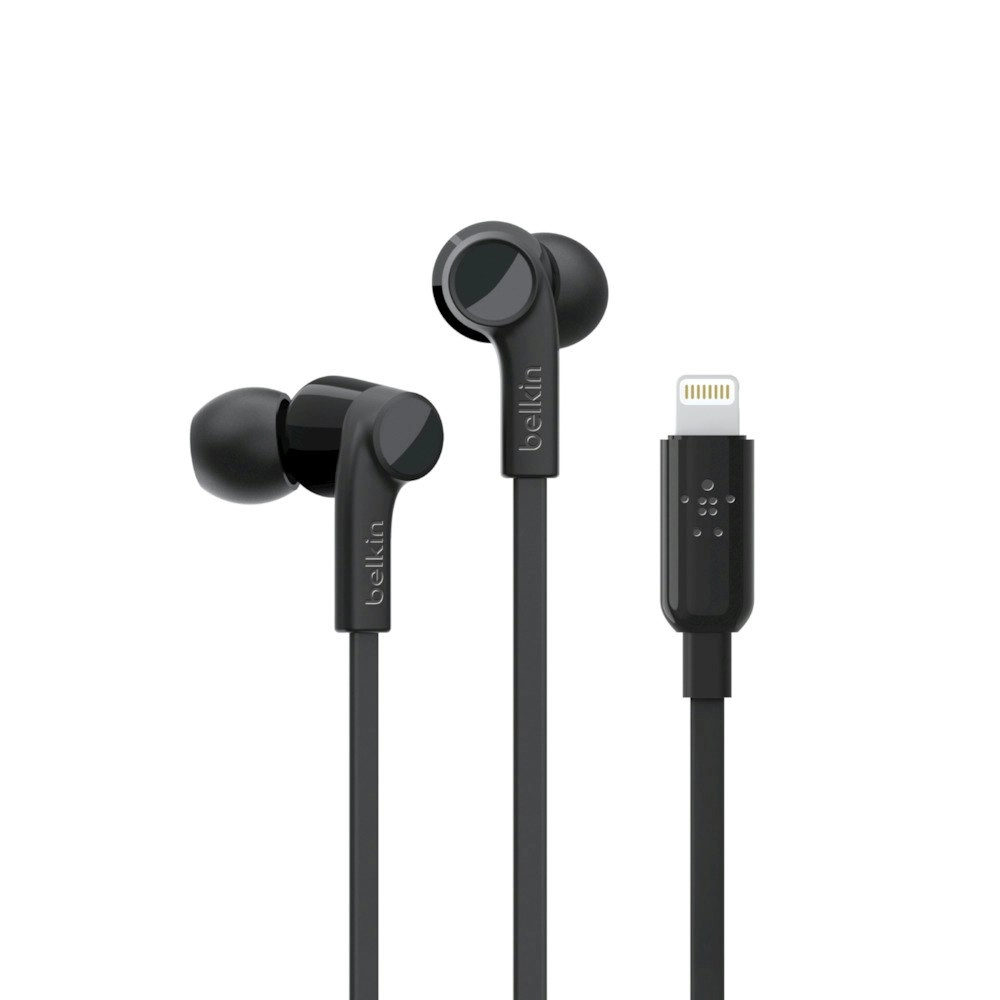 Belkin Rockstar Lightning MFI-Certified In-Ear Earphones w/Mic for iPhone Black