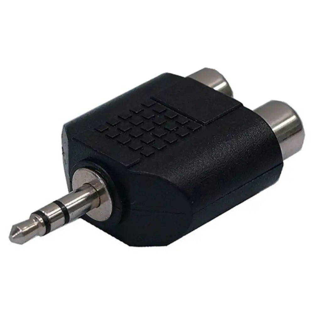 2PK 3.5mm Jack Stereo Plug Male to 2X Female RCA Sockets AUX Audio Adaptor