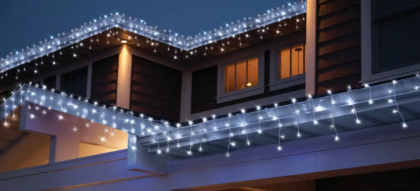 Solar white curtain lights